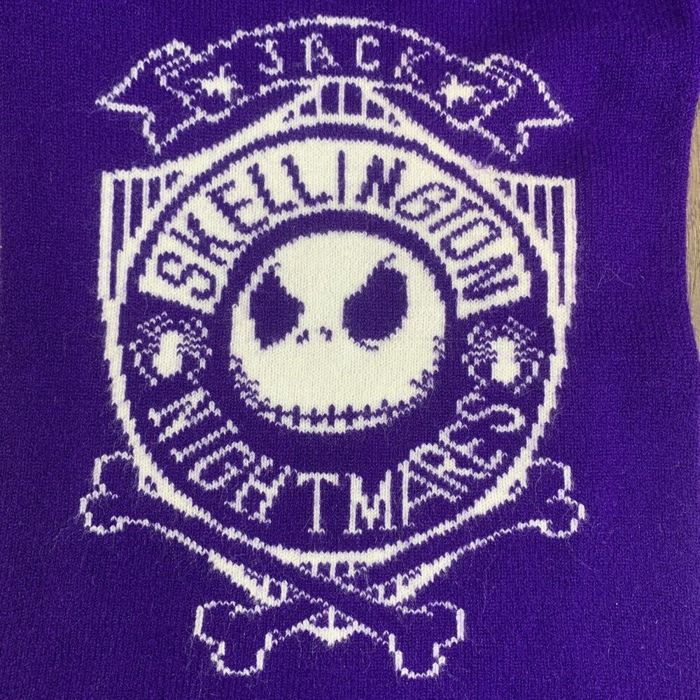 Disney Parks Jack Skellington Purple Fringe Knit Winter Unisex Adult Long Scarf - Picture 5 of 7